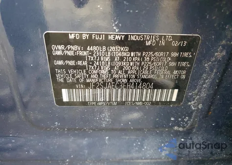 2014 Subaru Forester 2.5I Premium z USA, uszkodzony, nr VIN JF2SJAEC3EH414804